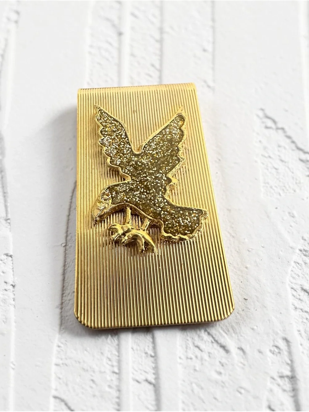 Vintage Gold-Tone Textured Eagle Money Clip